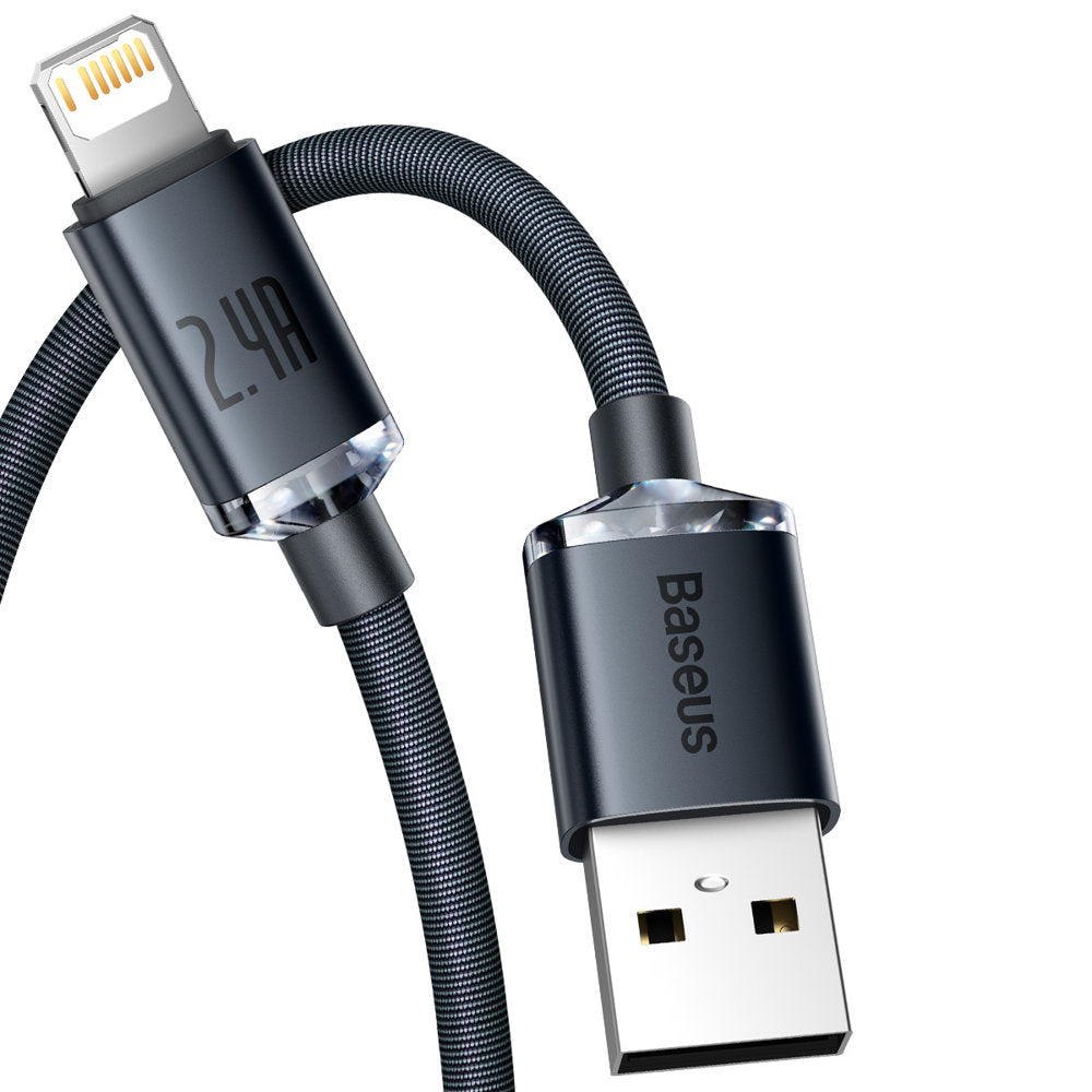 Kabel Baseus Crystal Shine USB-A - Lightning do ładowania i transmisji danych, 20 W, 1,2 m, czarny