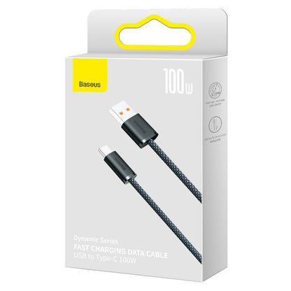 Kabel do ładowania i transmisji danych USB-A - USB-C Baseus Dynamic Series, 100W, 1m, szary CALD000616