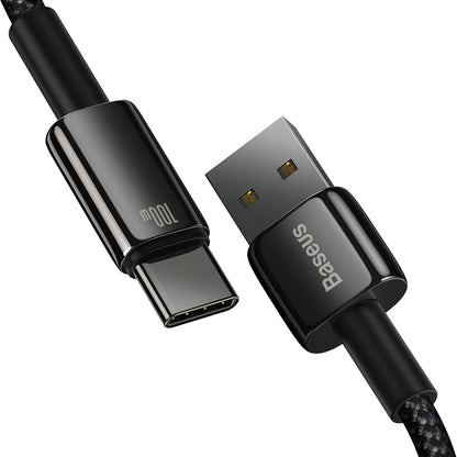 Kabel do ładowania i transmisji danych USB-A - USB-C Baseus Tungsten Tungsten Gold, 100 W, 1 m, czarny CAWJ000001 