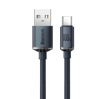 Kabel do ładowania i transmisji danych z USB-A na USB-C Baseus Crystal Shine Series, 100 W, 1,2 m, czarny CAJY000401 