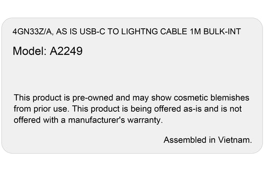 Kabel do ładowania i transmisji danych USB-C - Apple Lightning, 96 W, 1 m, biały, taki jak 4GN33Z/A