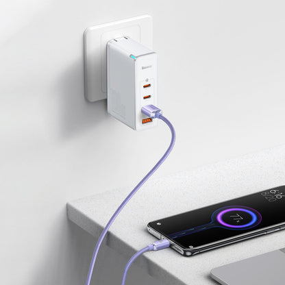 Kabel do danych i ładowania USB-A - USB-C Baseus Crystal Shine Series, 100W, 2m, Fioletowy CAJY000505