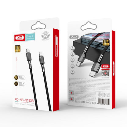 Kabel do danych i ładowania USB-C - USB-C XO Design NB183B, 60W, 1m, Czarny