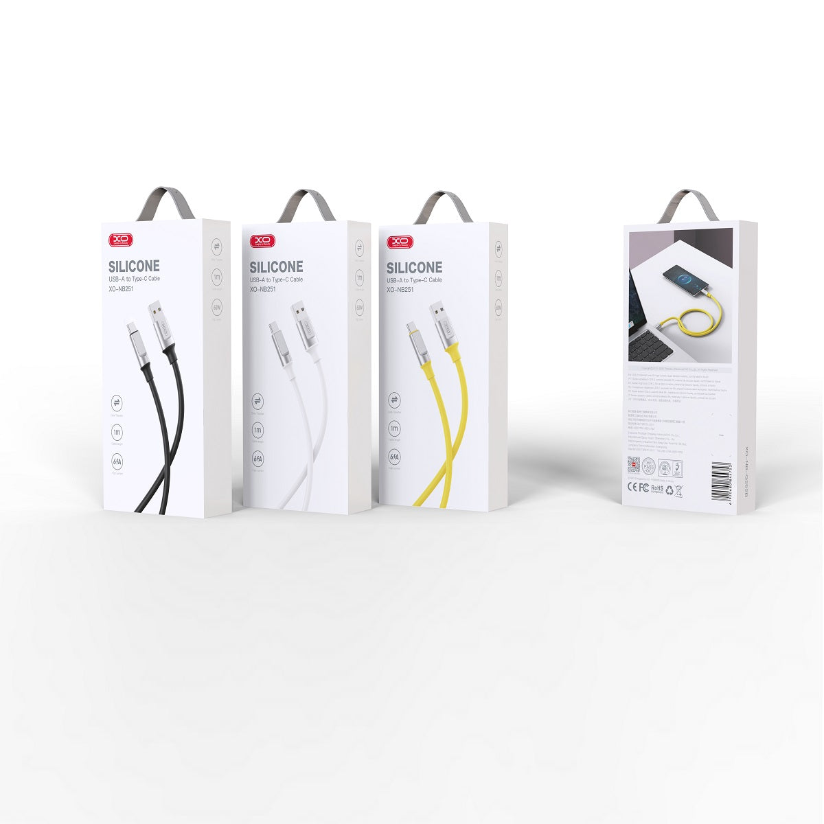 Kabel do danych i ładowania USB-A - USB-C XO Design NB251, 18W, 1m, Czarny