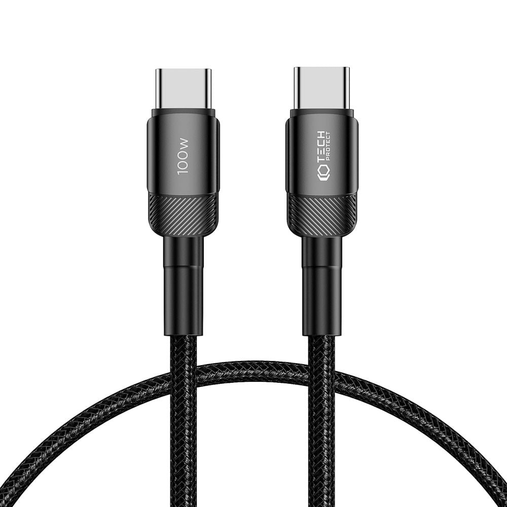 Kabel USB-C do ładowania i transmisji danych - USB-C Tech-Protect Ultraboost EVO, 100 W, 0,5 m, czarny 