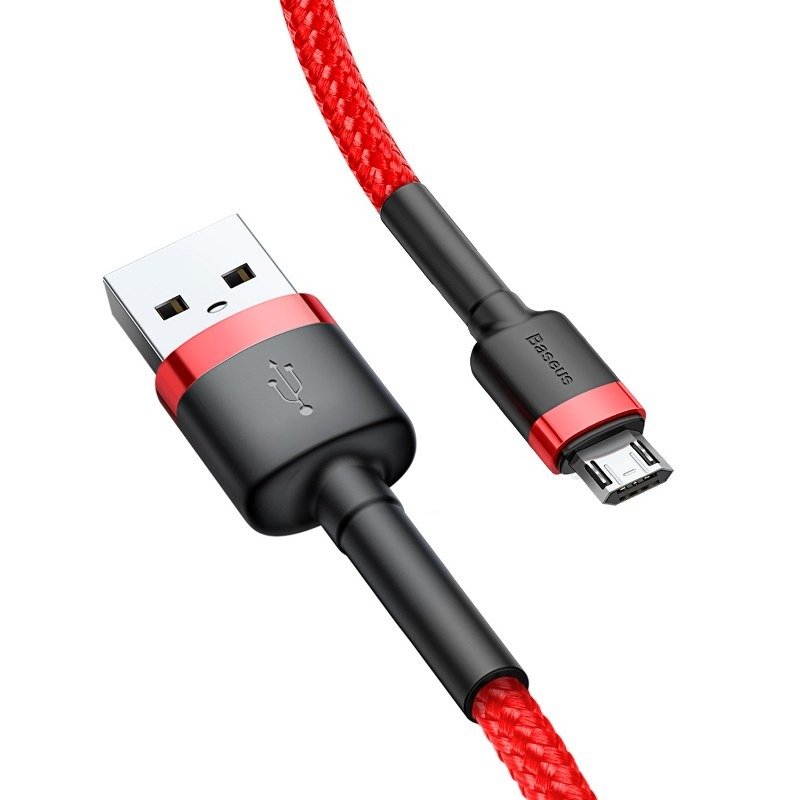 Kabel do transmisji danych i ładowania USB-A - microUSB Baseus Cafule, 18 W, 1 m, czerwony CAMKLF-B09