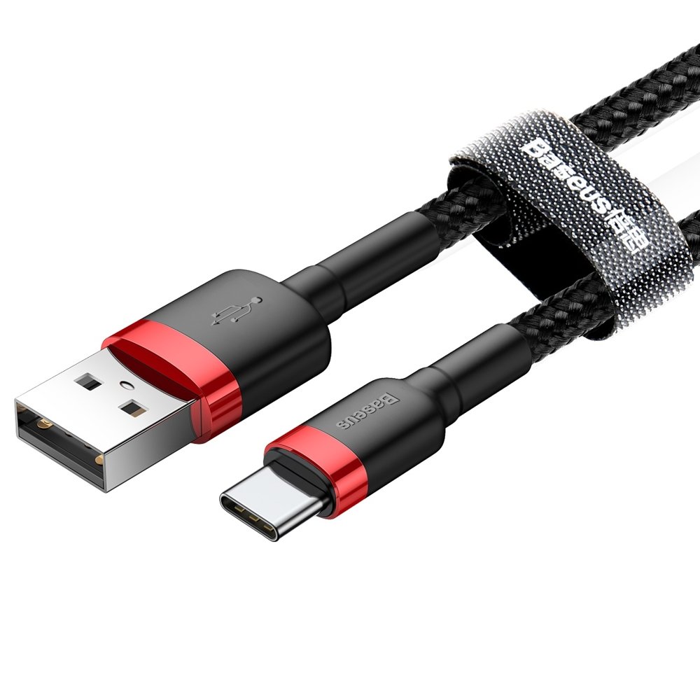 Kabel do ładowania i transmisji danych z USB-A na USB-C Baseus Cafule, 18 W, 0,5 m, czerwony CATKLF-D91 