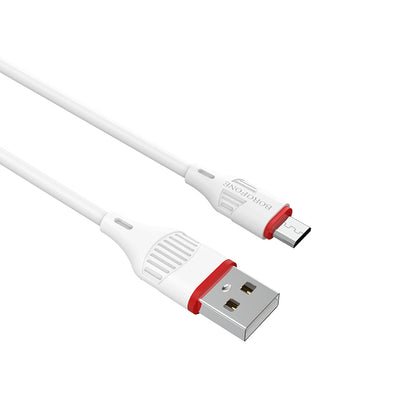 Kabel do ładowania i transmisji danych USB-A - microUSB Borofone Enjoy BX17, 18W, 1m, biały 