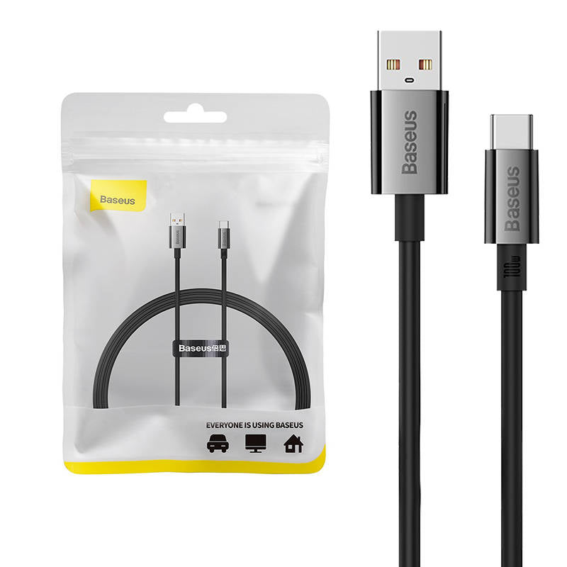 Kabel do ładowania i transmisji danych Baseus Superior Series USB-A do USB-C, 100 W, 1 m, czarny 