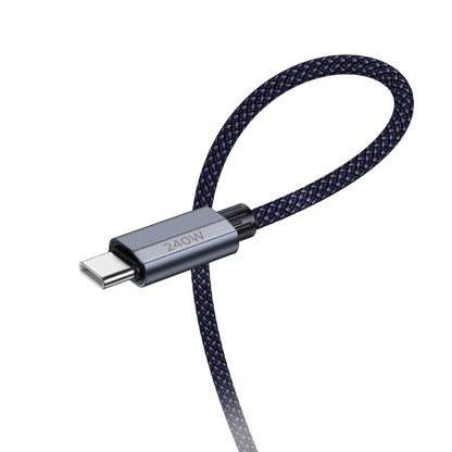 Kabel USB-C do ładowania i transmisji danych - USB-C HOCO U134, 240 W, 1,8 m, szary, USB-C 