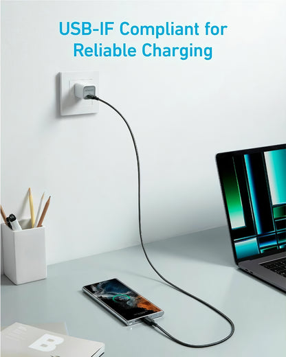 Kabel do danych i ładowania USB-C - USB-C Anker 322, 60W, 0,9m, Czarny A81F5G11