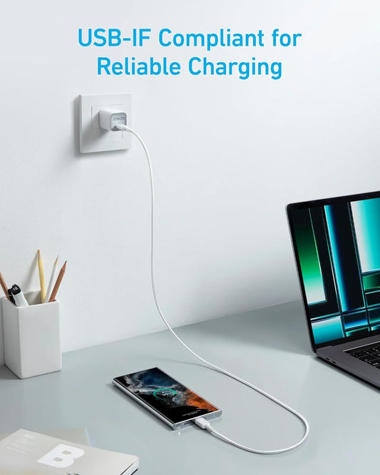 Kabel USB-C do ładowania i transmisji danych - USB-C Anker 322, 60 W, 0,9 m, biały A81F5G21