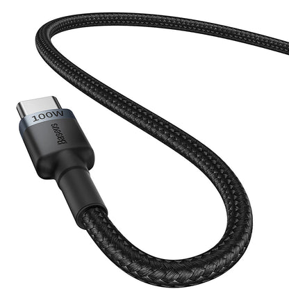 Kabel USB-C do ładowania i transmisji danych - USB-C Baseus Cafule, 100 W, 1 m, czerwony, zestaw 2 sztuk