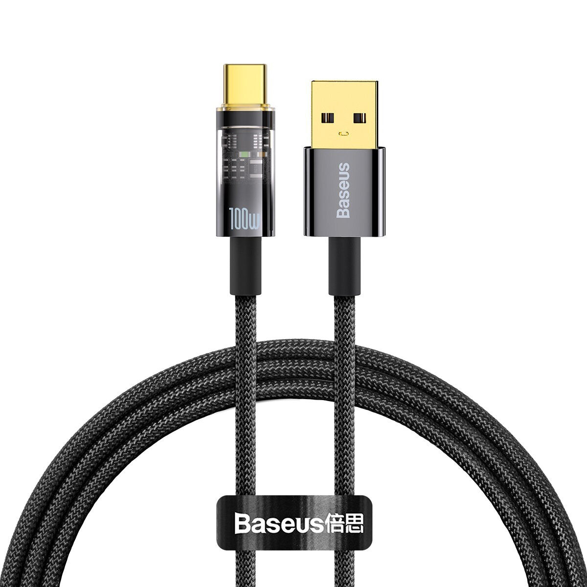 Kabel USB-A do USB-C Baseus Explorer do transmisji danych i ładowania, 100 W, 1 m, czarny CATS000201 