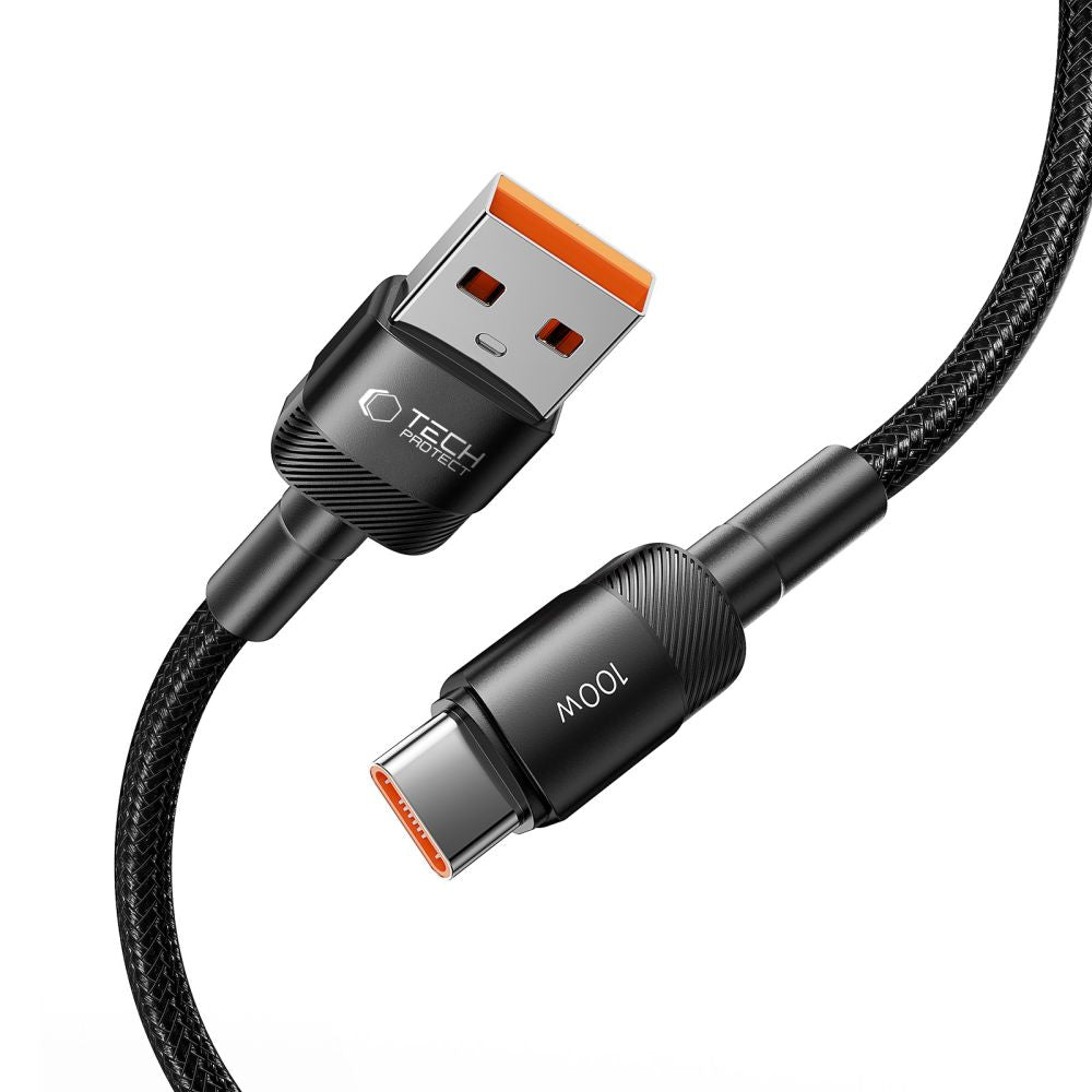 Kabel USB-A do USB-C Tech-Protect Ultraboost EVO do ładowania i transmisji danych, 100 W, 0,25 m, czarny 