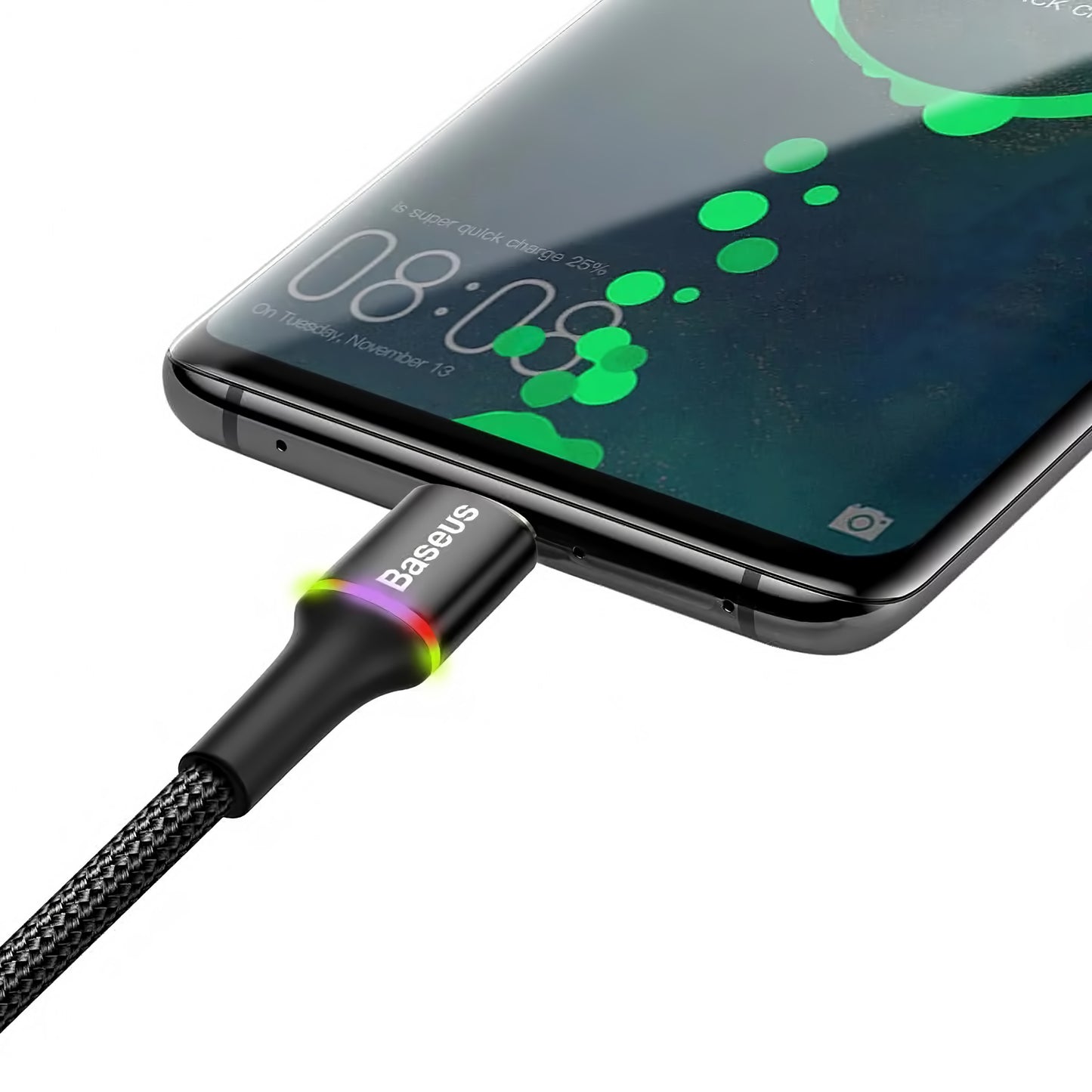 Kabel USB-A do USB-C Baseus Halo do transmisji danych i ładowania, 18 W, 3 m, czarny 