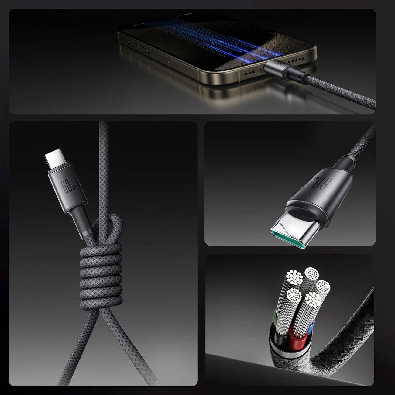 Kabel do danych i ładowania USB-C - USB-C Joyroom S-A50, 60W, 1.2m, Szary