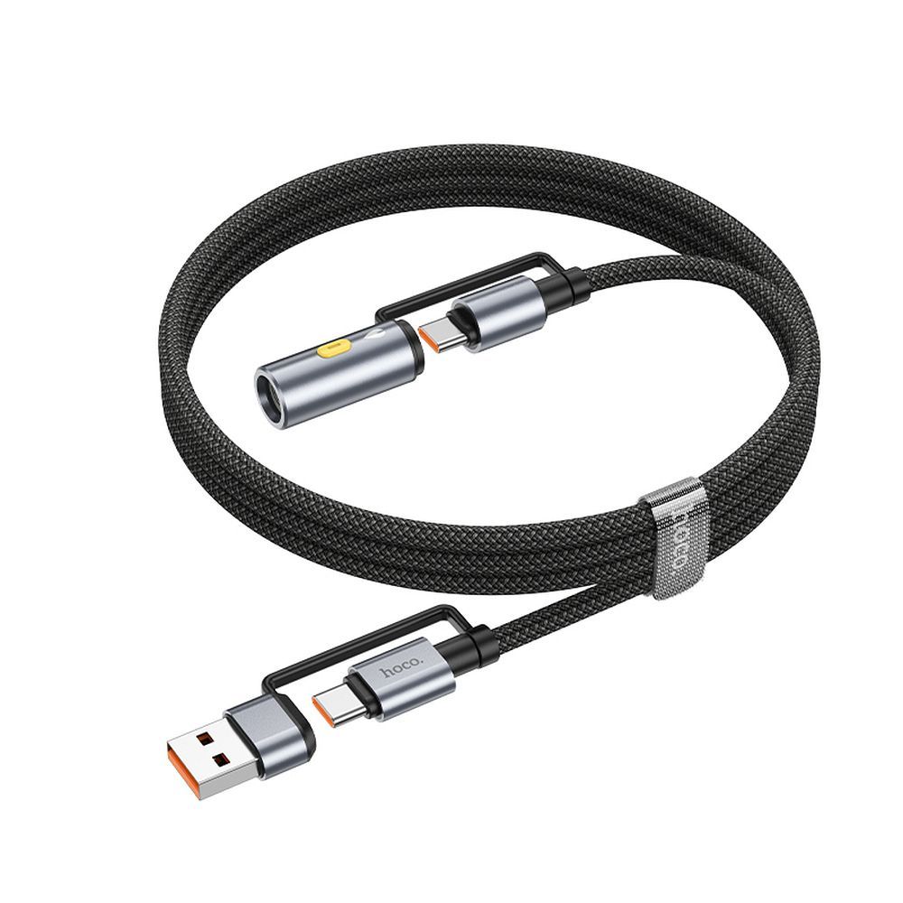 Kabel do danych i ładowania USB-C / USB-A - USB-C / Elektryczny zapalniczka HOCO U138, 60W, 1.2m, Czarny