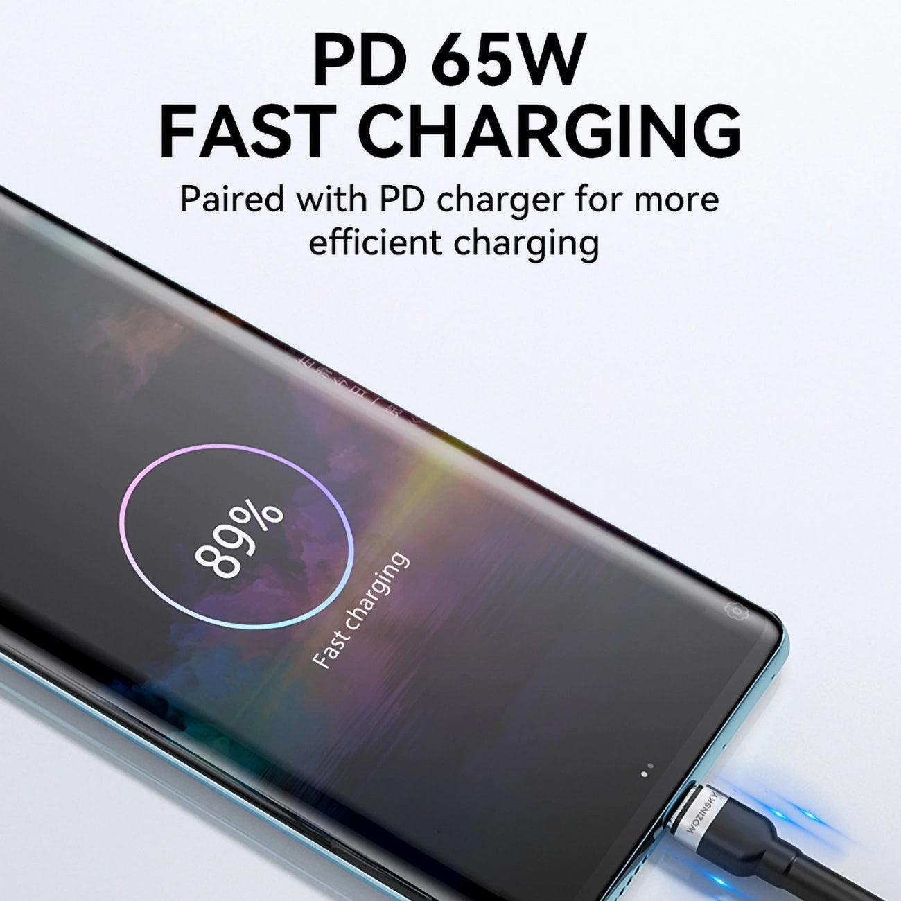 Kabel do danych i ładowania USB-C - USB-C WZK WNBCC2, 65W, 2m, Czarny