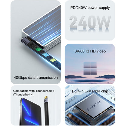 Kabel USB-C do USB-C OEM Angled 8K Video Version 3, 240W, 0.15m, Czarny