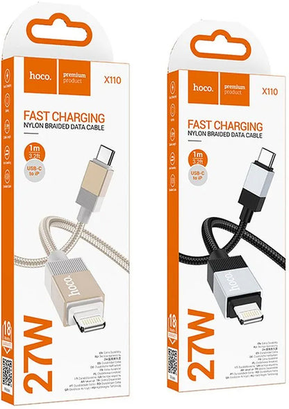 Kabel do danych i ładowania USB-C - Lightning HOCO X110, 27W, 1m, Czarny