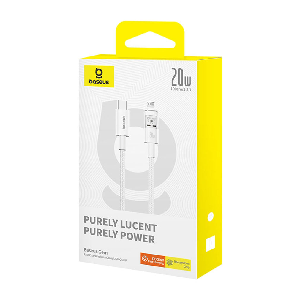 Kabel do danych i ładowania USB-C - Lightning Baseus Gem, 20W, 1m, Biały P10373001211-00