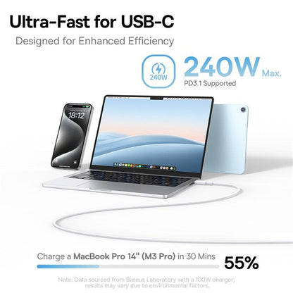 Kabel do danych i ładowania USB-C - USB-C Baseus PicoGo, 240W, 1m, Niebieski P10376800311-00