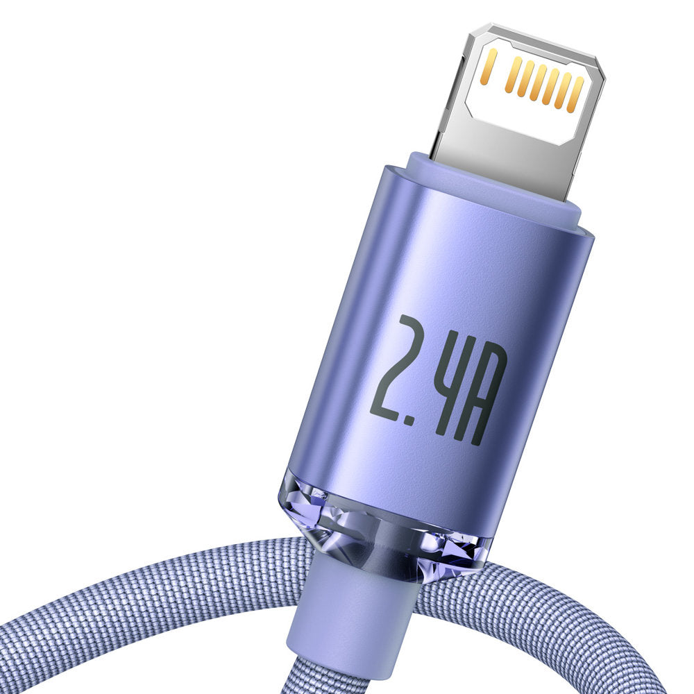 Kabel do danych i ładowania USB-A - Lightning Baseus Crystal Shine Series, 18W, 2m, Fioletowy CAJY000105