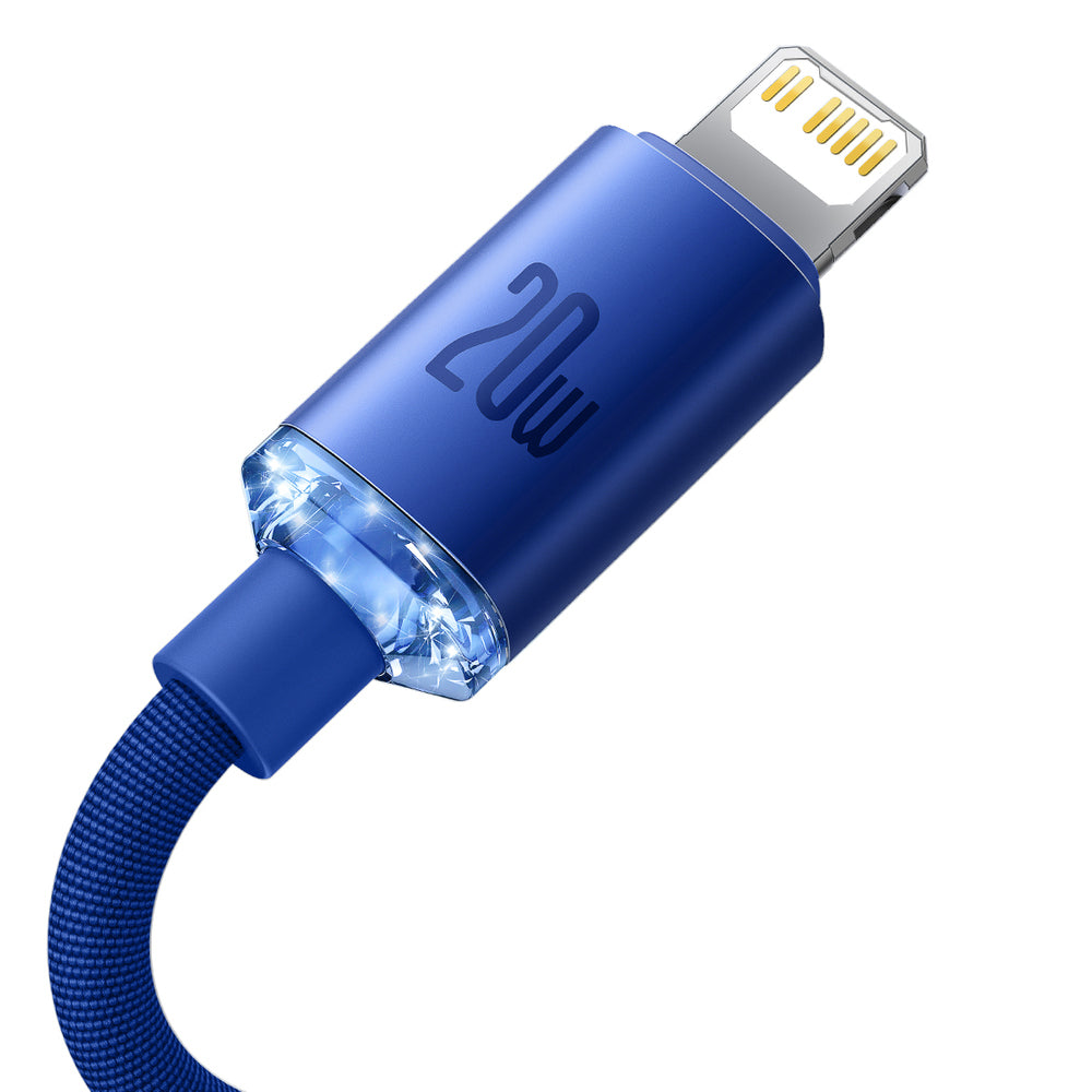 Kabel do danych i ładowania USB-C - Lightning Baseus Crystal Shine Series, 20W, 1.2m, Niebieski CAJY000203