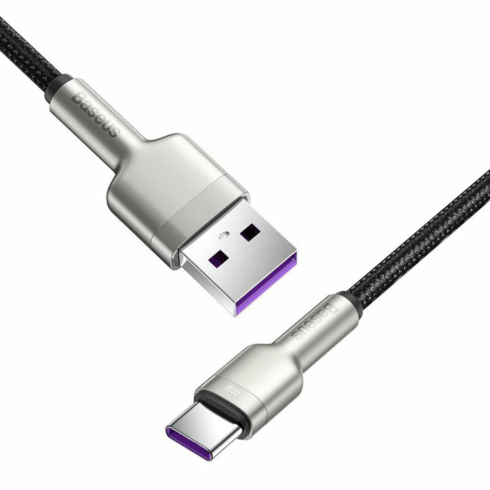 Kabel do danych i ładowania USB-A - USB-C Baseus Cafule Metal Series, 66W, 0,25m, Czarny CAKF000001
