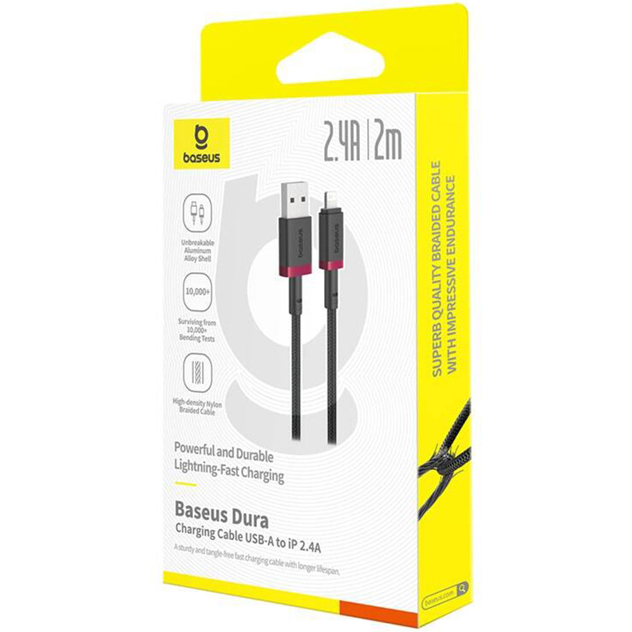 Kabel do danych i ładowania USB-A - Lightning Baseus Dura Series, 18W, 2m, Czerwony P10377801U01-03