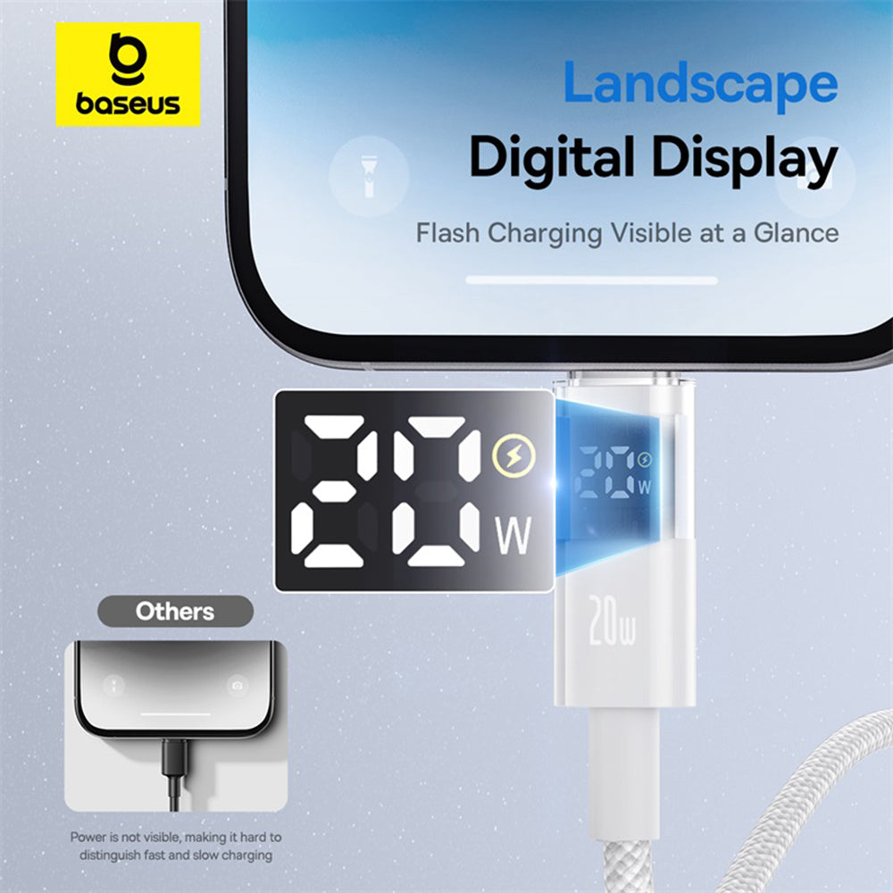 Kabel do danych i ładowania USB-C - Lightning Baseus Display 2, 20W, 1m, Biały P10382703211-00