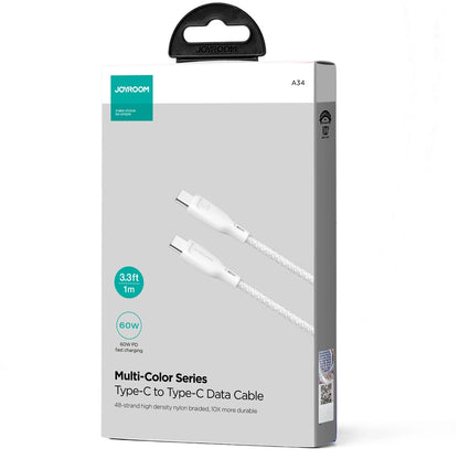 Kabel do danych i ładowania USB-C - USB-C Joyroom Multi-Color S-A34, 60W, 1m, Biały