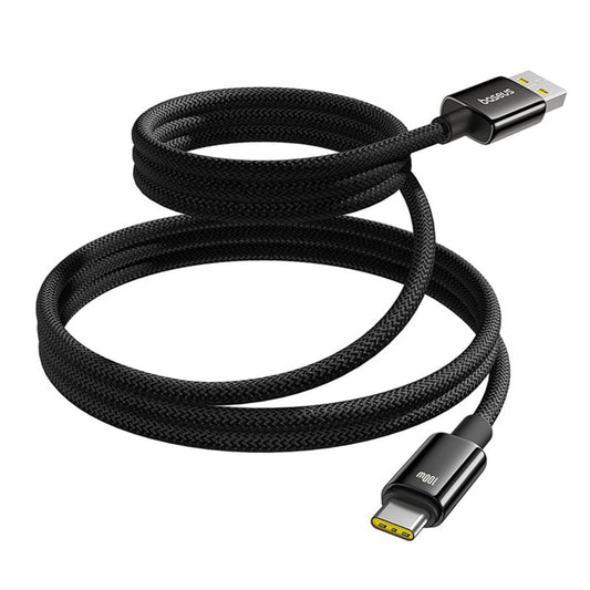 Kabel do danych i ładowania USB-A - USB-C Baseus Tungsten Gold, 100W, 1m, Czarny P10319805111-02