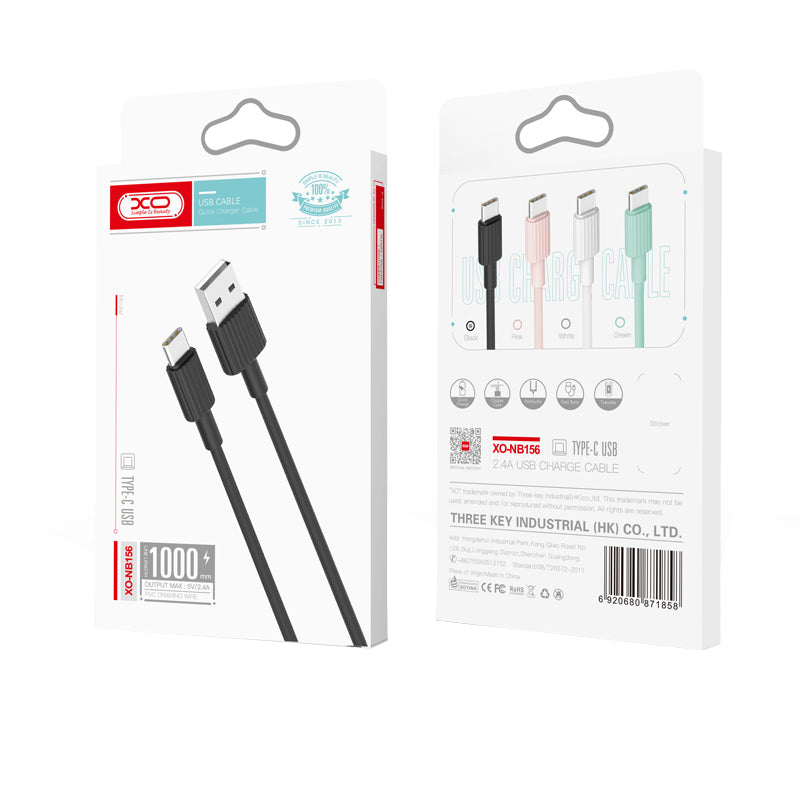Kabel do danych i ładowania USB-A - USB-C XO Design NB156, 60W, 1m, Biały