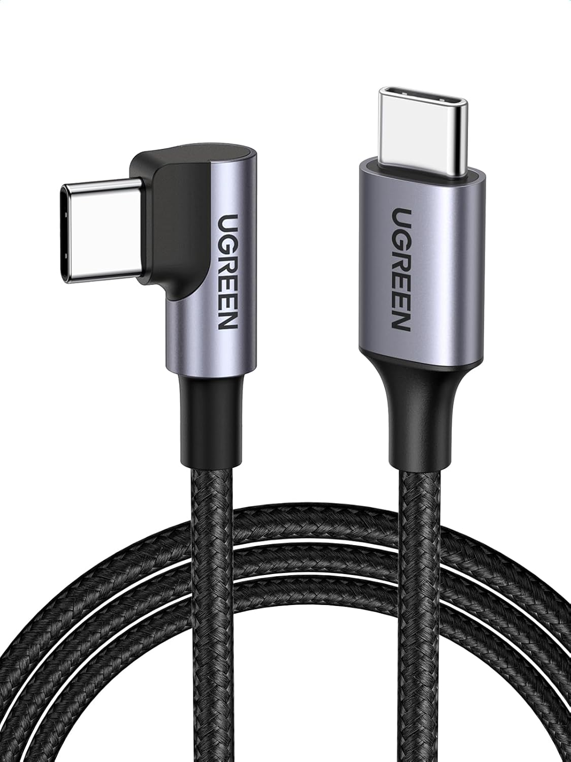 Kabel do danych i ładowania USB-C - USB-C UGREEN US255 Angled, 60W, 3m, Szary
