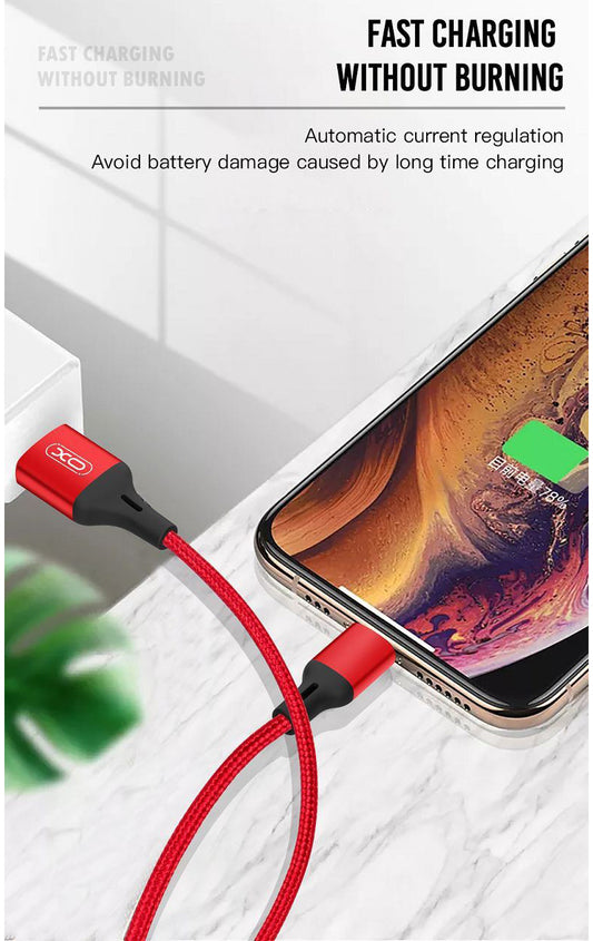 Kabel do danych i ładowania USB-A - microUSB XO Design NB143, 18W, 2m, Czerwony