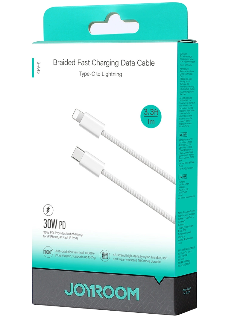 Kabel do danych i ładowania USB-C - Lightning Joyroom S-A45, 30W, 1m, Biały
