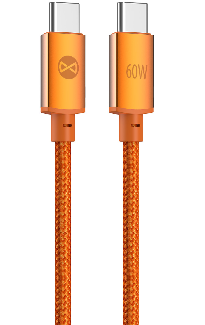 Kabel do przesyłu danych i ładowania USB-C - USB-C Forever Saffron, 60W, 1m, Pomarańczowy