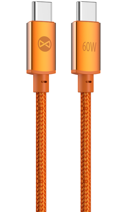 Kabel do przesyłu danych i ładowania USB-C - USB-C Forever Saffron, 60W, 1m, Pomarańczowy