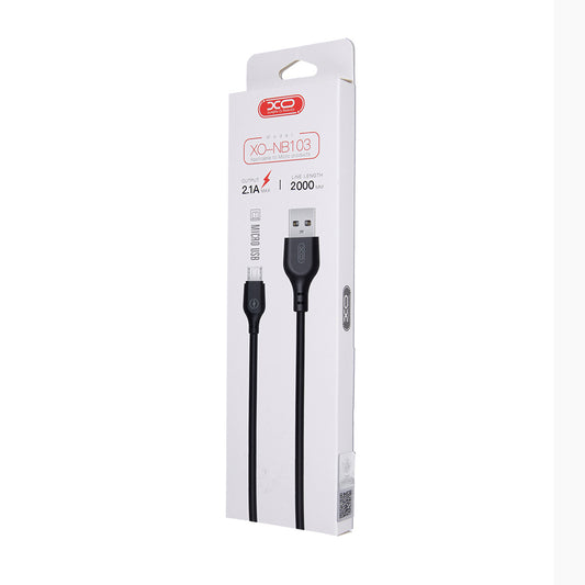 Kabel do danych i ładowania USB-A - microUSB XO Design NB103, 18W, 2m, Czarny