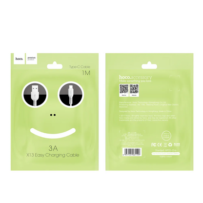 Kabel do danych i ładowania USB-A - USB-C HOCO X13 Easy, 18W, 1m, Czarny