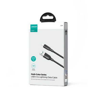USB-A to Lightning Data and Charging Cable Joyroom S-A34, 18W, 1m, Black