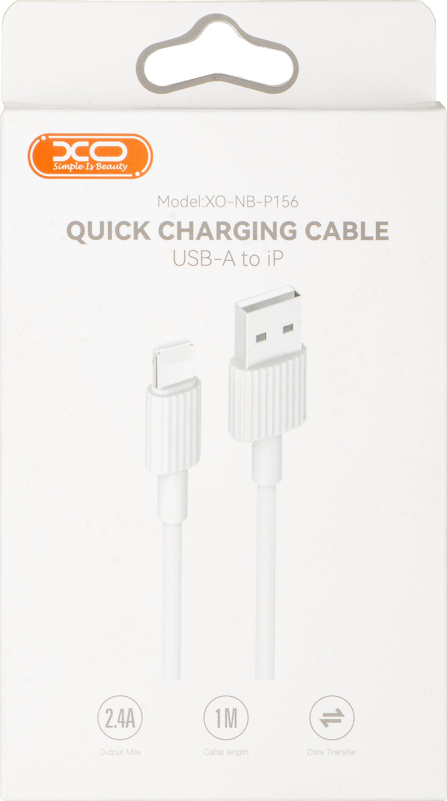 Kabel do danych i ładowania USB-A - Lightning XO Design NB156, 18W, 1m, Biały