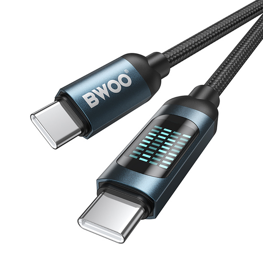 Kabel do danych i ładowania USB-C - USB-C BWOO BO-X304 Led, 60W, 1m, Czarny