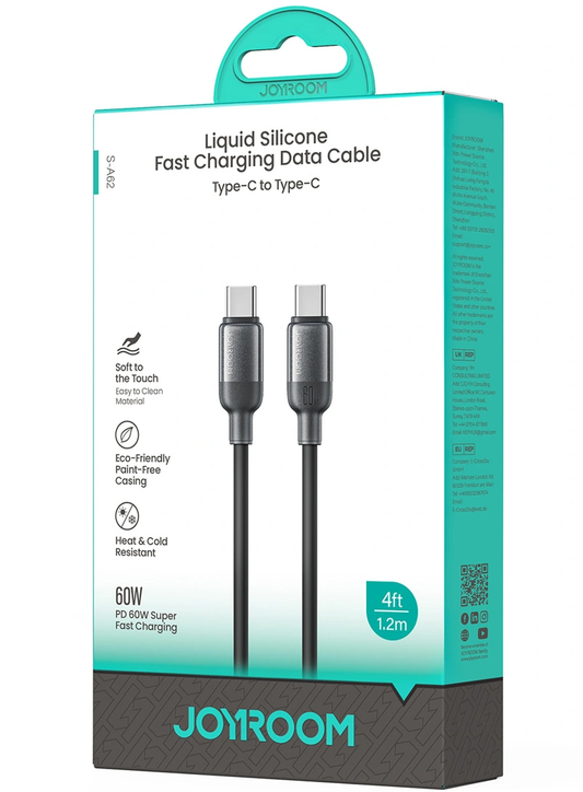 Kabel do przesyłu danych i ładowania USB-C - USB-C Joyroom S-A62 Lively, 60W, 1,2m, Czarny
