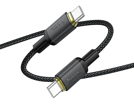 Kabel do przesyłu danych i ładowania USB-C - USB-C HOCO X128 Benefit, 60W, 1m, Czarny