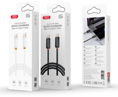 Kabel do przesyłu danych i ładowania USB-C - USB-C XO Design NB-Q302B, 60W, 1m, biały