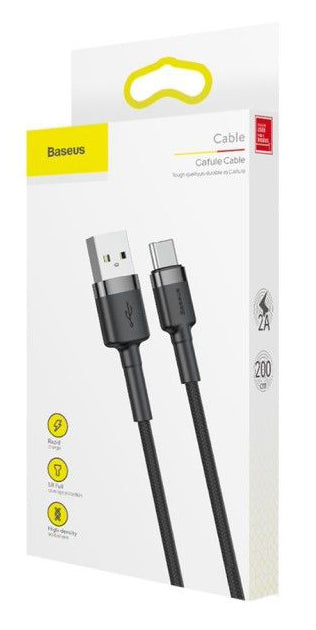 Kabel do transmisji danych i ładowania USB-A - USB-C Baseus Cafule, 18 W, 2 m, szary CATKLF-CG1