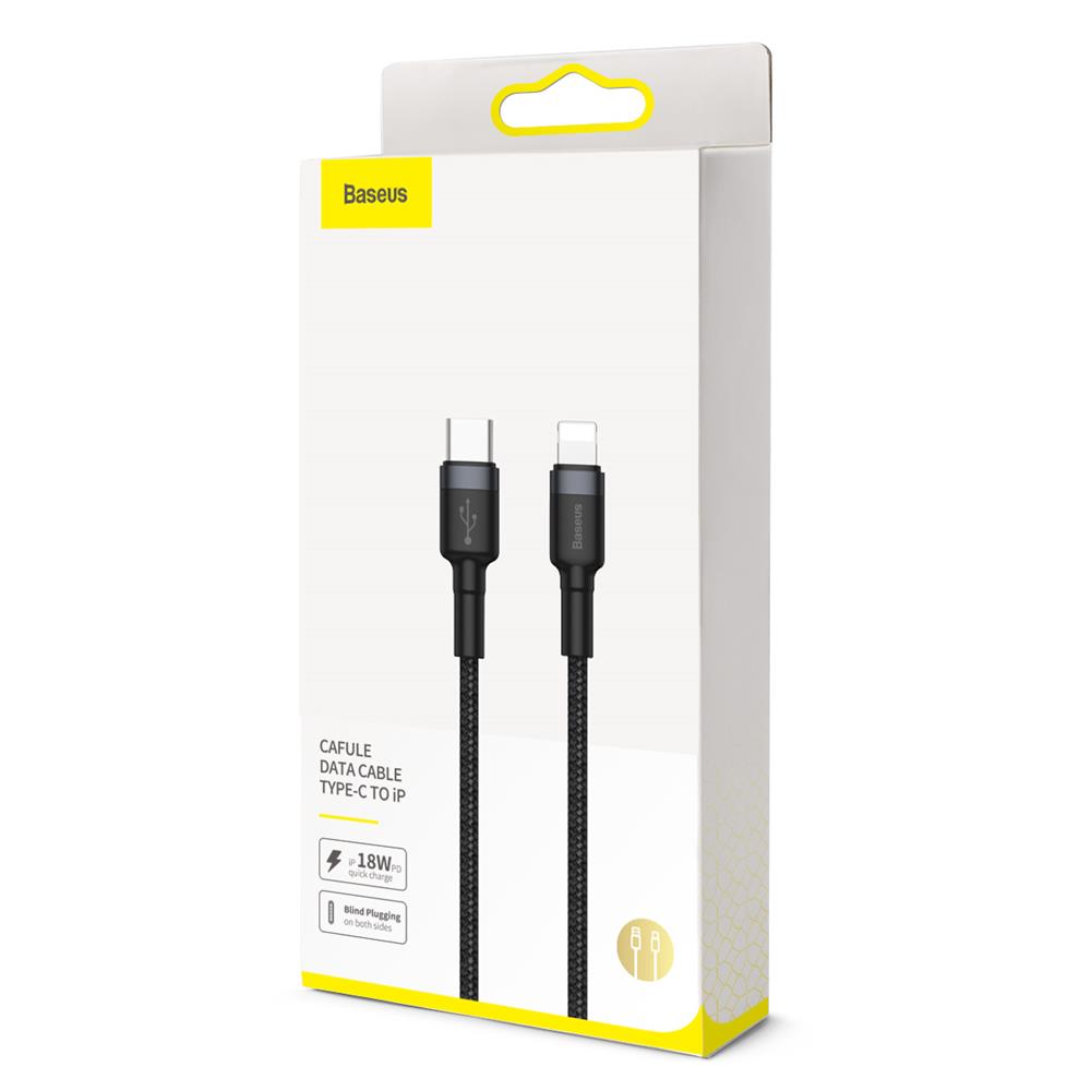 Kabel do ładowania i transmisji danych USB-C - Lightning Baseus Cafule, 18 W, 1 m, szary CATLKLF-G1 CATLKLF-G1